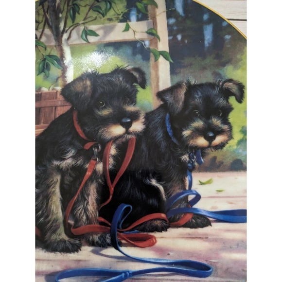 A New Leash on Life - Terrier Puppy Playtime Plate Collection 1987 by Jim Lamb - Picture 2 of 7